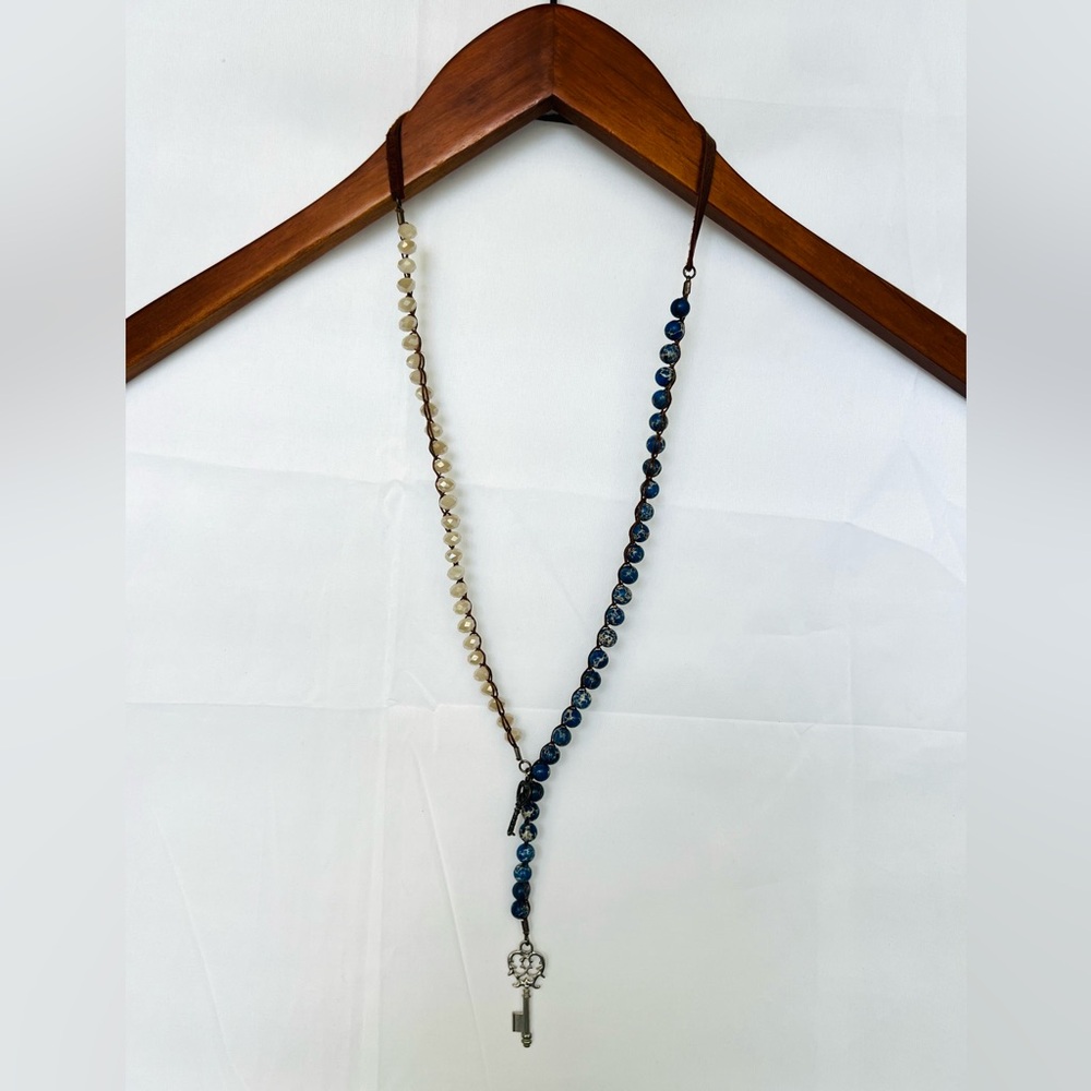 Beaded Necklace with Key Charm